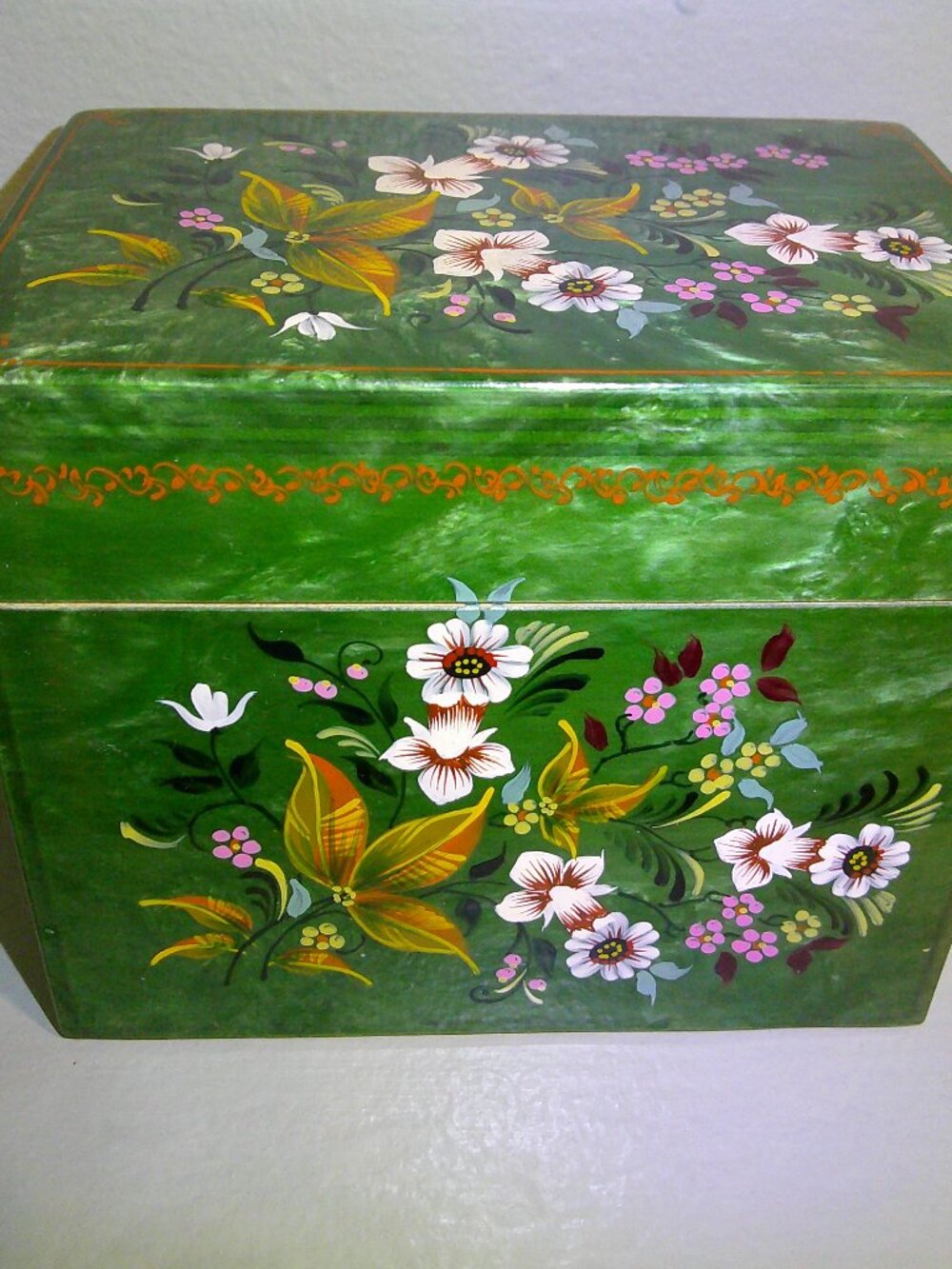 Vtg 90s Russian Wooden Jewelry Box Veliky Ustyug w Orig Hyperinflation Price Tag
